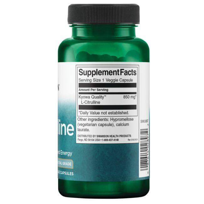 (SWU897)L-シトルリン - 医薬品グレード 850 mg 60 ベジカプセル