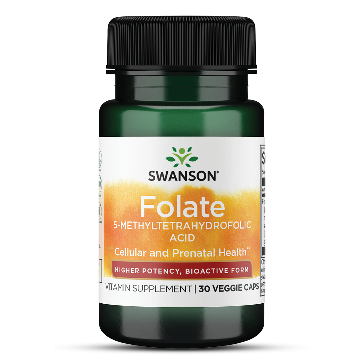 (SWU1101)スワンソン 葉酸 5-メチルテトラヒドロ葉酸 - 高濃度、生理活性型 1,360 mcg DFE 30 ビーガンカプセル