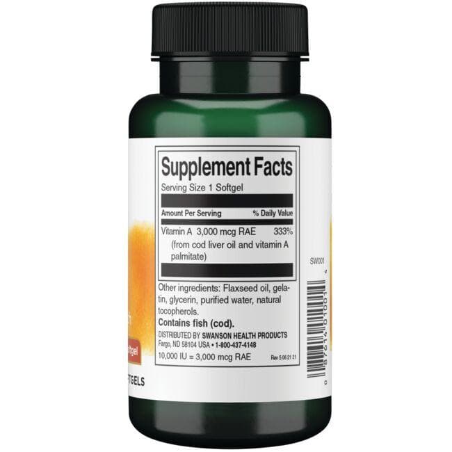 (SW001)ビタミンA 10,000 Iu (3,000 mcg Rae) 250粒