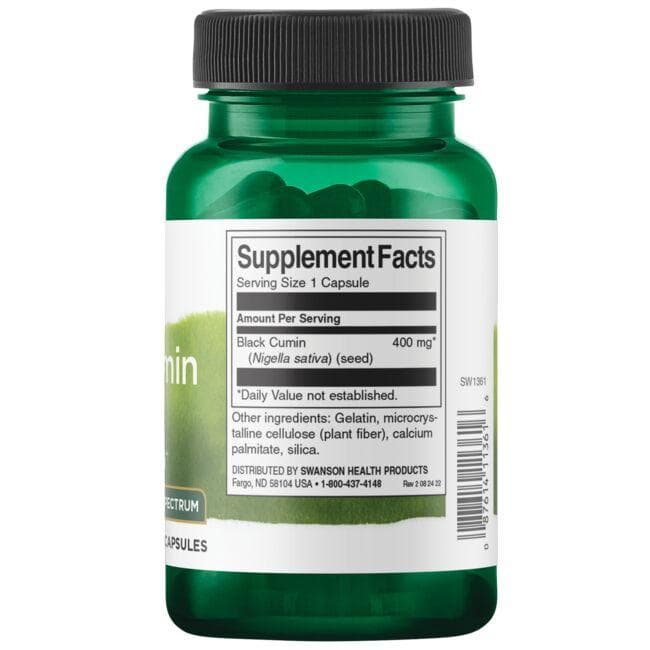(SW1361)ブラッククミンシード - フルスペクトラム 400 mg 60カプセル