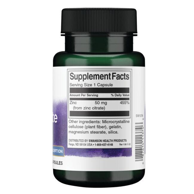 (SW1374)スワンソン クエン酸亜鉛 50 mg 60カプセル